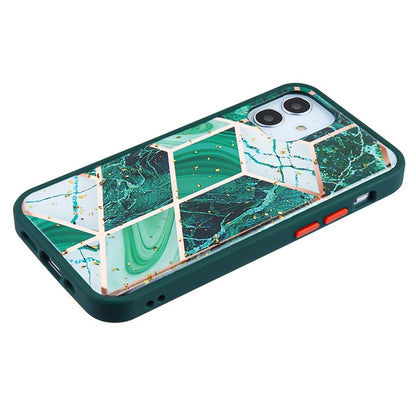 For Apple iPhone 12 Mini (5.4) Marble Stylish Design Hybrid Rubber TPU Hard PC Shockproof Armor Rugged Slim Green Marbling Phone Case Cover