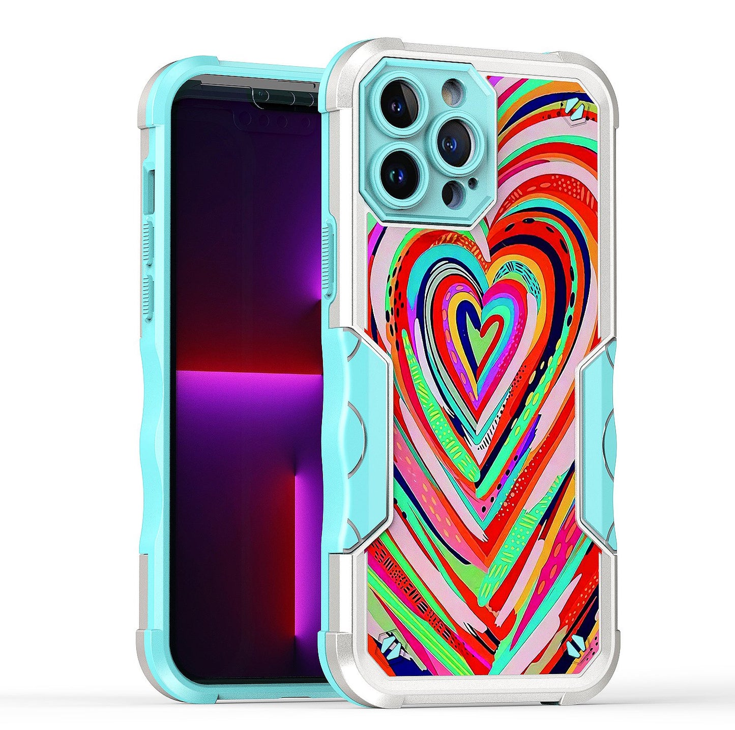 For Apple iPhone 11 (6.1") Fashion Design Tough Shockproof Hybrid Stylish Pattern Heavy Duty Rubber Armor  Phone Case Cover