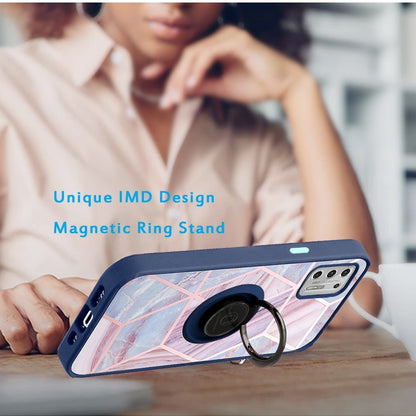 For Samsung Galaxy A71 5G Unique Marble Design with Magnetic Ring Kickstand Holder Hybrid TPU Hard Shockproof Armor  Phone Case Cover