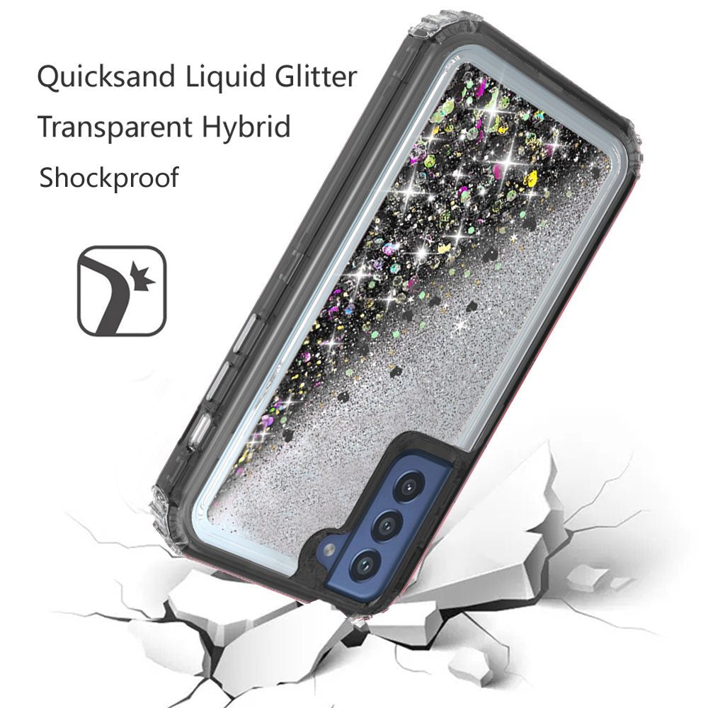 For Apple iPhone 13 Pro (6.1") Luxury Floating Glitter Case Sparkle Bling Quicksand Clear Heavy Duty Bumper Dual Layer PC Frame TPU Back  Phone Case Cover