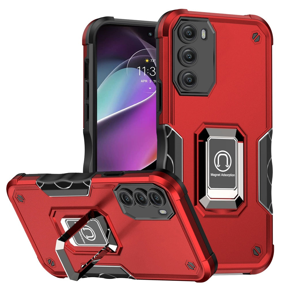 For Motorola Moto G 5G 2022 Hybrid Cases with Magnetic Ring Holder Stand Kickstand Heavy Duty Rugged Shockproof  Phone Case Cover