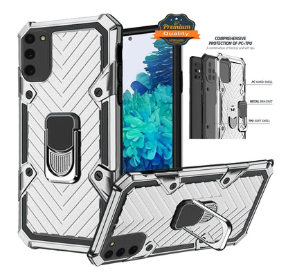 For Apple iPhone 13 Pro (6.1") with Magnetic Ring Holder 360° Rotating Kickstand PC & TPU Dual Layer Hybrid Full-Body Drop Proof Rugged  Phone Case Cover