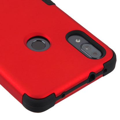 For Alcatel 3V 5032w (2019) Hybrid Three Layer Hard PC Shockproof Heavy Duty TPU Rubber Anti-Drop Red / Black Phone Case Cover