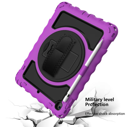 Case for Apple iPad Air 4 / iPad Air 5 / iPad Pro (11 inch) Hybrid 3in1 Armor Rugged with Built-in Kickstand 360° Rotatable Stand & Shoulder Hand Strap Corner Shockproof Purple Tablet Cover