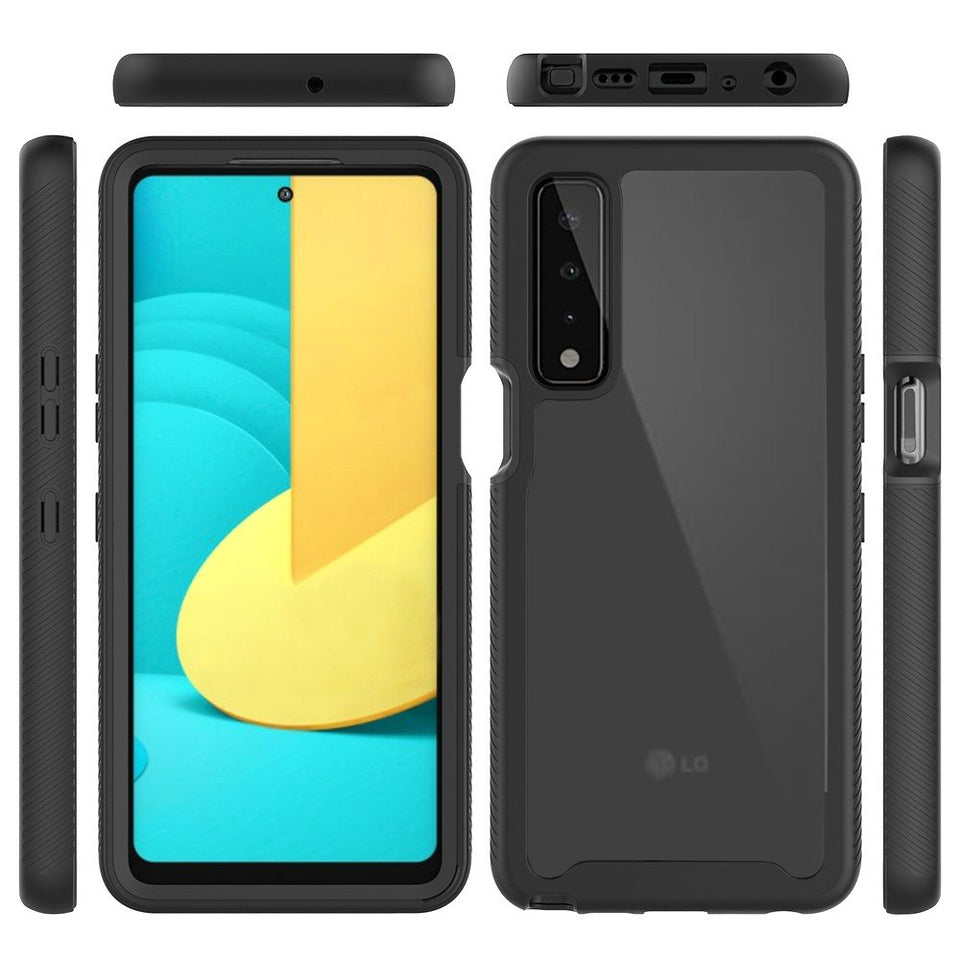 For Motorola Moto One 5G, Moto G 5G Plus, Moto One Lite Clear Dual Layer Rugged Bumper Frame Heavy Duty Hybrid Shockproof Rubber Black Phone Case Cover