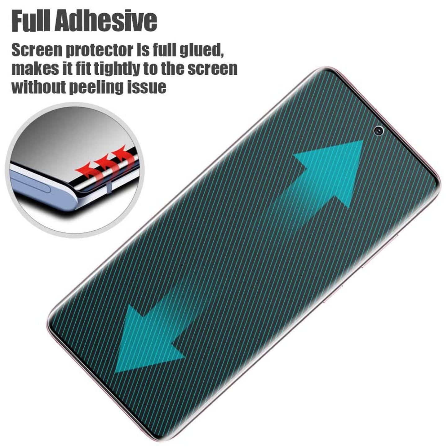 For Samsung Galaxy A03S Screen Protector Full Glue High Grade Tempered Glass Clear Transparent Curved Screen Full Coverage High Response Clear Screen Protector