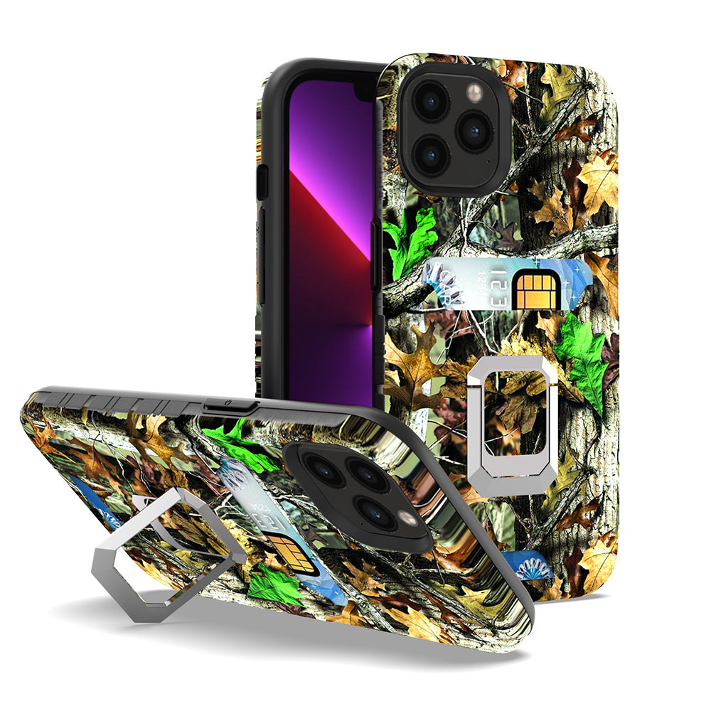 For Apple iPhone 11 (6.1") Stylish Wallet Designed with Credit Card Holder & Magnetic Stand Ring Heavy Duty Hybrid  Phone Case Cover