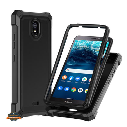 For Nokia C100 Hybrid 2in1 Front Bumper Frame Cover Square Edge Shockproof Soft TPU + Hard PC Anti-Slip Heavy Duty  Phone Case Cover