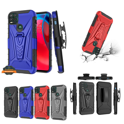 For Motorola Moto One 5G, Moto G 5G Plus, Moto One Lite 3 in 1 Rugged Belt Clip Holster Heavy Duty Hybrid Tough Armor Rubber with Kickstand Stand  Phone Case Cover