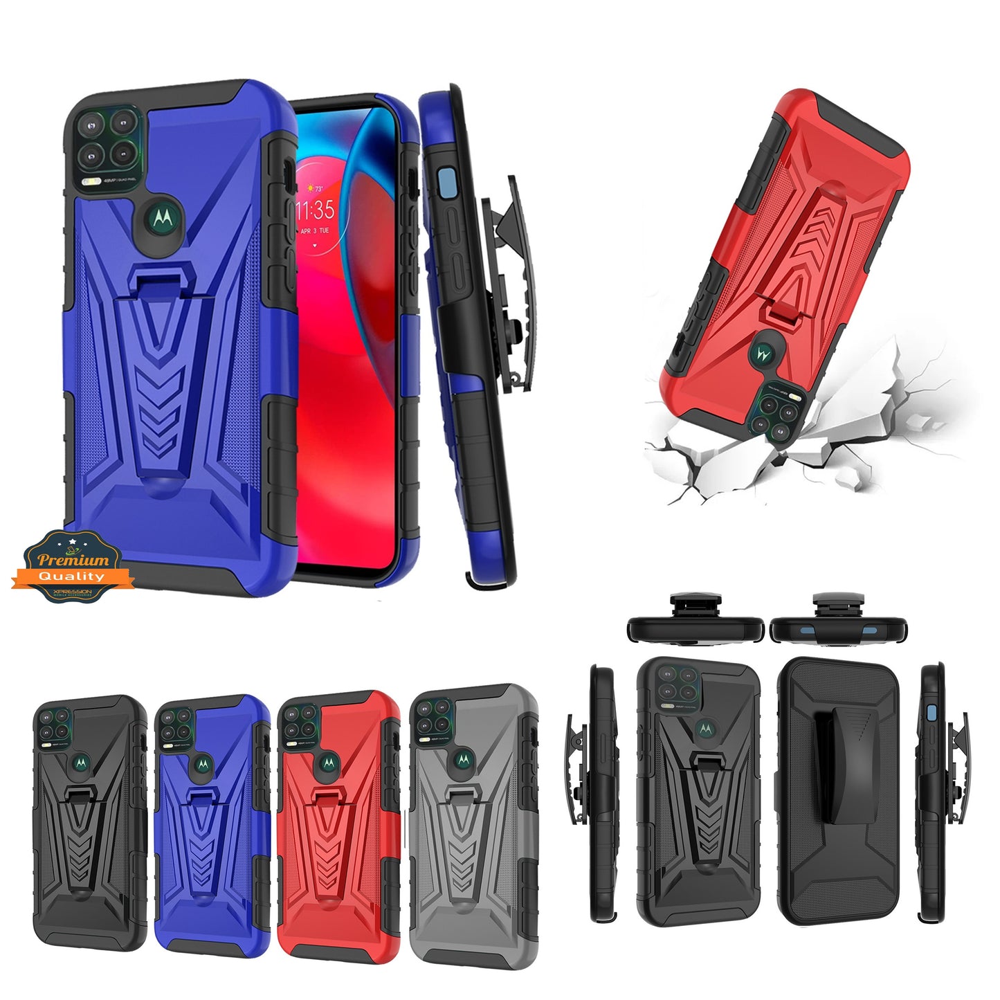 For Cricket Icon 3 (2021) Combo 3 in 1 Rugged Swivel Belt Clip Holster Heavy Duty Tuff Hybrid Armor Rubber TPU with Kickstand Stand  Phone Case Cover