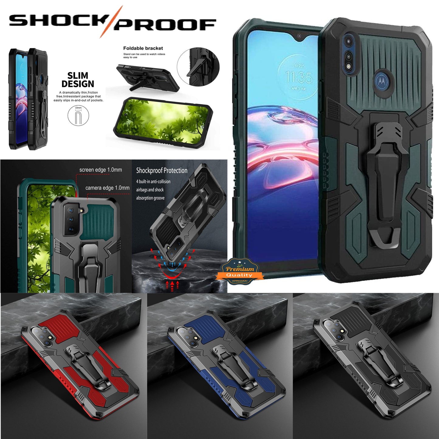 For Apple iPhone 13 Pro Max (6.7") Hybrid Heavy Duty Protection Shockproof Defender with Belt Clip and Kickstand Dual Layer  Phone Case Cover