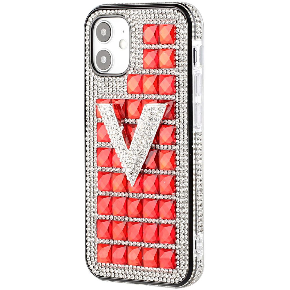 For Apple iPhone 12 Pro Max (6.7") Fashion Luxury 3D Bling Diamonds Rhinestone Jeweled Ornament Shiny Crystal Hybrid Hard  Phone Case Cover