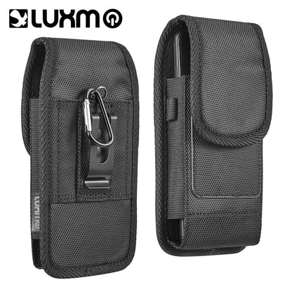 Universal Vertical Nylon Cell Phone Holster Case with Dual Credit Card Slots, Belt Clip Pouch and Belt Loop for Apple iPhone Samsung Galaxy LG Moto All Mobile phones Size 5.7" Universal Nylon [Black]