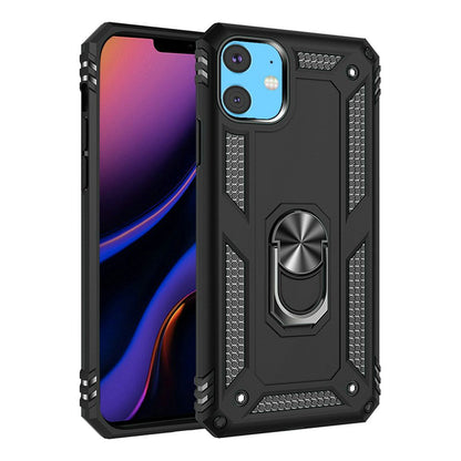 For Apple iPhone 11 (6.1") Military Grade Rugged Dual Layers 2in1 Hard PC + TPU Shockproof Hybrid with Ring Kickstand  Phone Case Cover