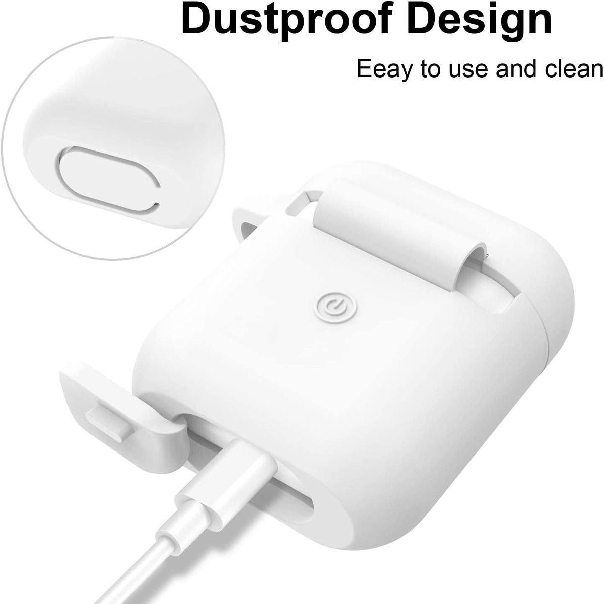 For Apple AirPods 2 & 1 Full Protective Silicone TPU Skin Accessories with Keychain [Front LED Visible] Hybrid Shockproof Clear