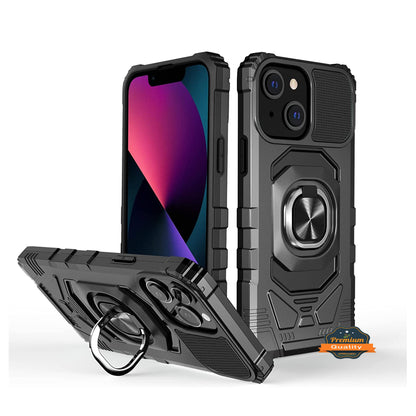 For T-Mobile Revvl 6 Pro 5G Armor Hybrid Stand Ring Hard TPU Rugged Full-Body [Military-Grade] Magnetic Car Ring Holder Black Phone Case Cover