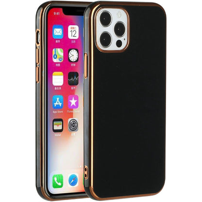 For Apple iPhone 8 Plus/7 Plus/6 6S Plus Electroplated Fashion Solid Gold Frame Hybrid Rubber TPU Hard PC Slim Fit  Phone Case Cover