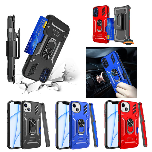 For Motorola Moto G Stylus 2022 4G Wallet Case with Invisible Credit Card Holder 3in1 Combo Holster Clip and Ring Kickstand  Phone Case Cover