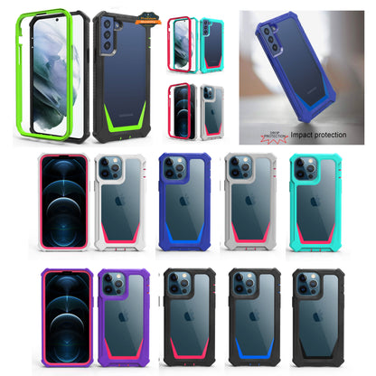 For Samsung Galaxy S22 /Plus Ultra Solid Tough Shockproof Ultimate Hybrid Full-Body Rugged Bumper Frame Clear Back Hard PC Soft TPU  Phone Case Cover