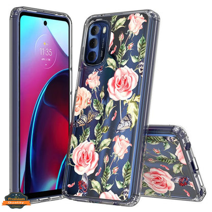 For TCL 20 XE Floral Patterns Design Transparent Silicone Shock Absorption Bumper Hybrid Slim Hard PC Back  Phone Case Cover