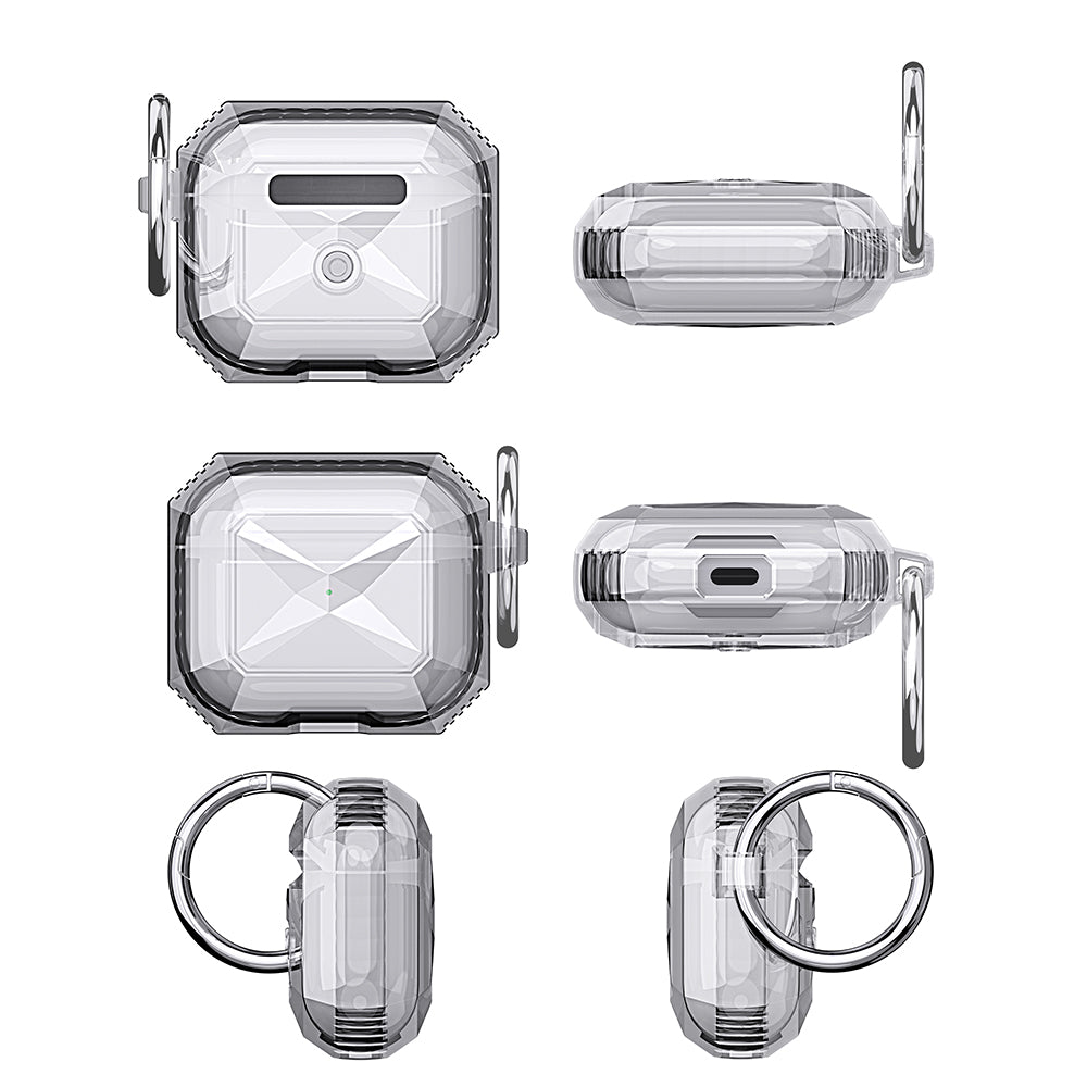 For Apple AirPods 3 (2021) Ultra Clear Transparent Hybrid Armor Thick Corner Shockproof Drop Protection with Keychain  Phone Case Cover