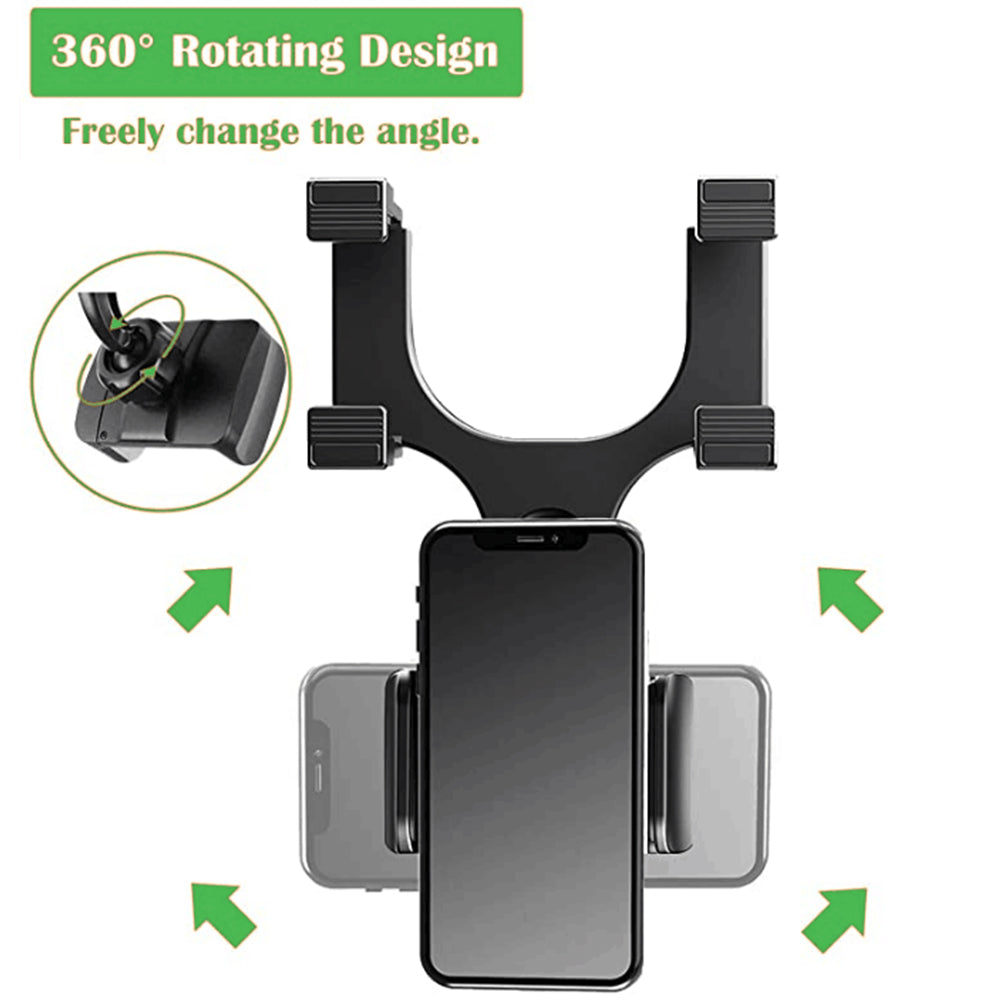 Universal Phone Mount Holder 270° Adjustable angle Smartphone Cradle Multi-Use for Rear View Mirror Vehicle Car Stand Universal Stand [Black]