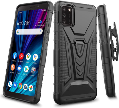 For AT&T Calypso Hybrid Armor V Kickstand with Swivel Belt Clip Holster Heavy Duty 3 in 1 Stand Defender Shockproof Rugged  Phone Case Cover