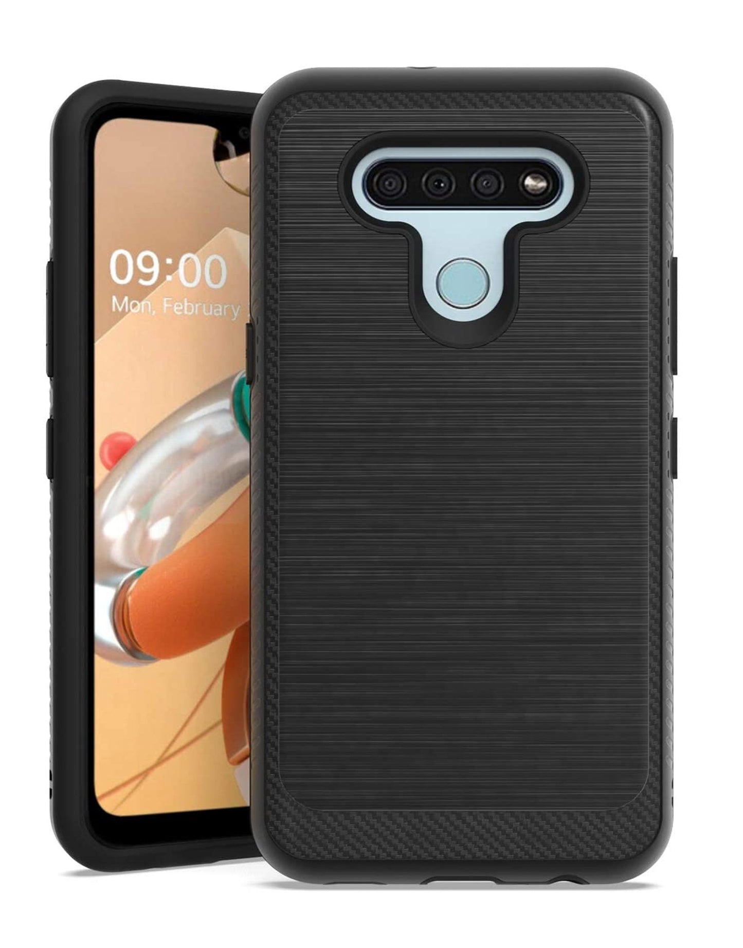 For Samsung Galaxy A13 5G Armor Brushed Texture Rugged Carbon Fiber Design Shockproof Dual Layers Hard PC + TPU Protective  Phone Case Cover