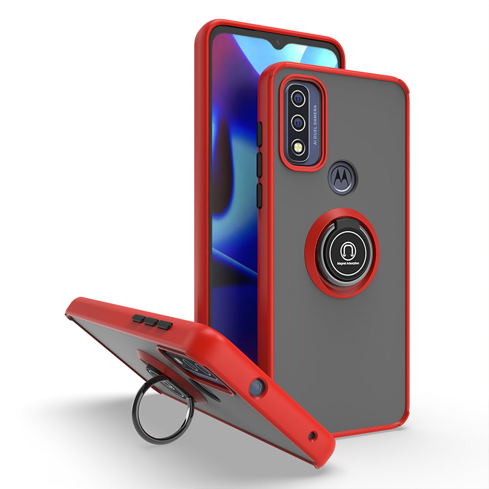 For Motorola Moto G Power 2022 Hybrid Frosted Protector Magnetic Ring Holder Stand Kickstand Heavy Duty Rugged TPU Bumper  Phone Case Cover