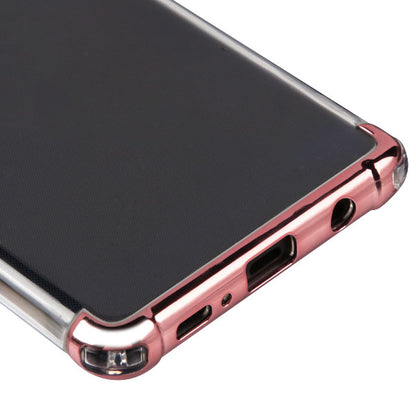 For Samsung Galaxy S10 (6.1") Slim Hybrid Transparent Rubber Gummy Hard PC Silicone Electroplating Clear / Rose Gold Phone Case Cover