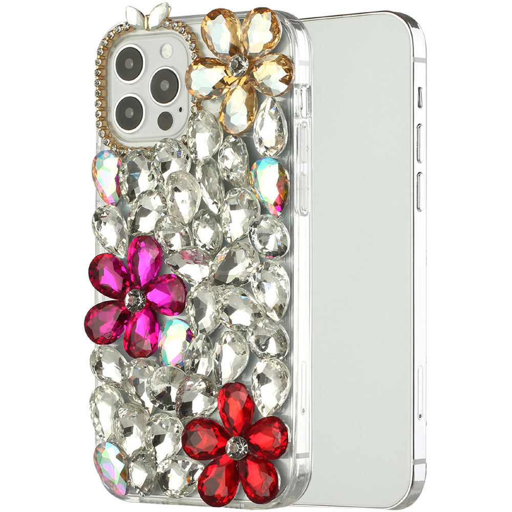 For Apple iPhone 11 (6.1") Bling Clear Crystal 3D Full Diamonds Luxury Sparkle Rhinestone Hybrid Protective  Phone Case Cover