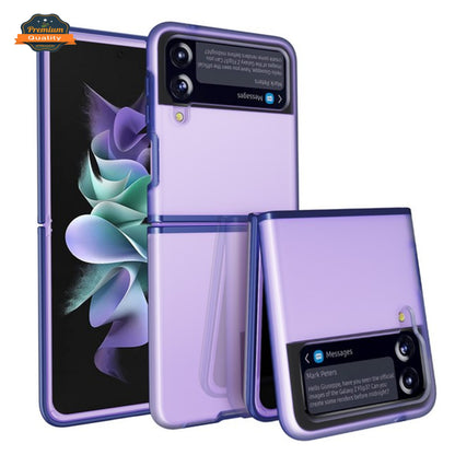 For Samsung Galaxy Z Flip 3 5G Premium TPU Rubber Transparent Plating PC with Color edge Frame Shookproof Protection  Phone Case Cover