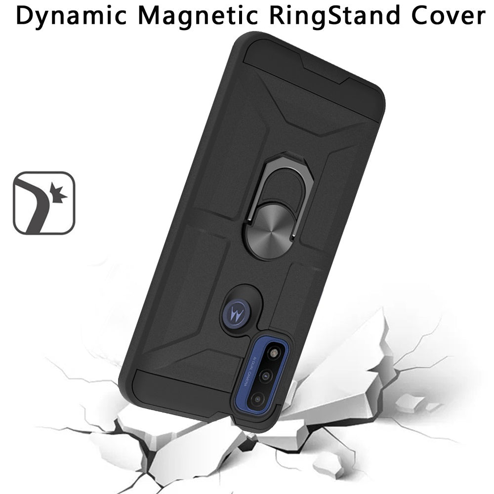 For Motorola Moto G Pure Cases with Stand Kickstand Ring Holder [360° Rotating] Armor Dual Layer Work with Magnetic Car Mount PC+TPU Hard  Phone Case Cover