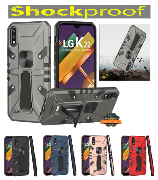 For Samsung Galaxy A02S Armor Kickstand Case Hybrid Heavy Duty Silicone Bumper with Magnetic Function Shockproof Hard  Phone Case Cover