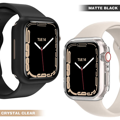 For Apple Watch Series 8 /7 (41mm) Slim PC with Built in Clear Screen Protector Snap-on Full Coverage Shell TPU + Hard PC Frame for iWatch 41 MM Series 8 /7 Black