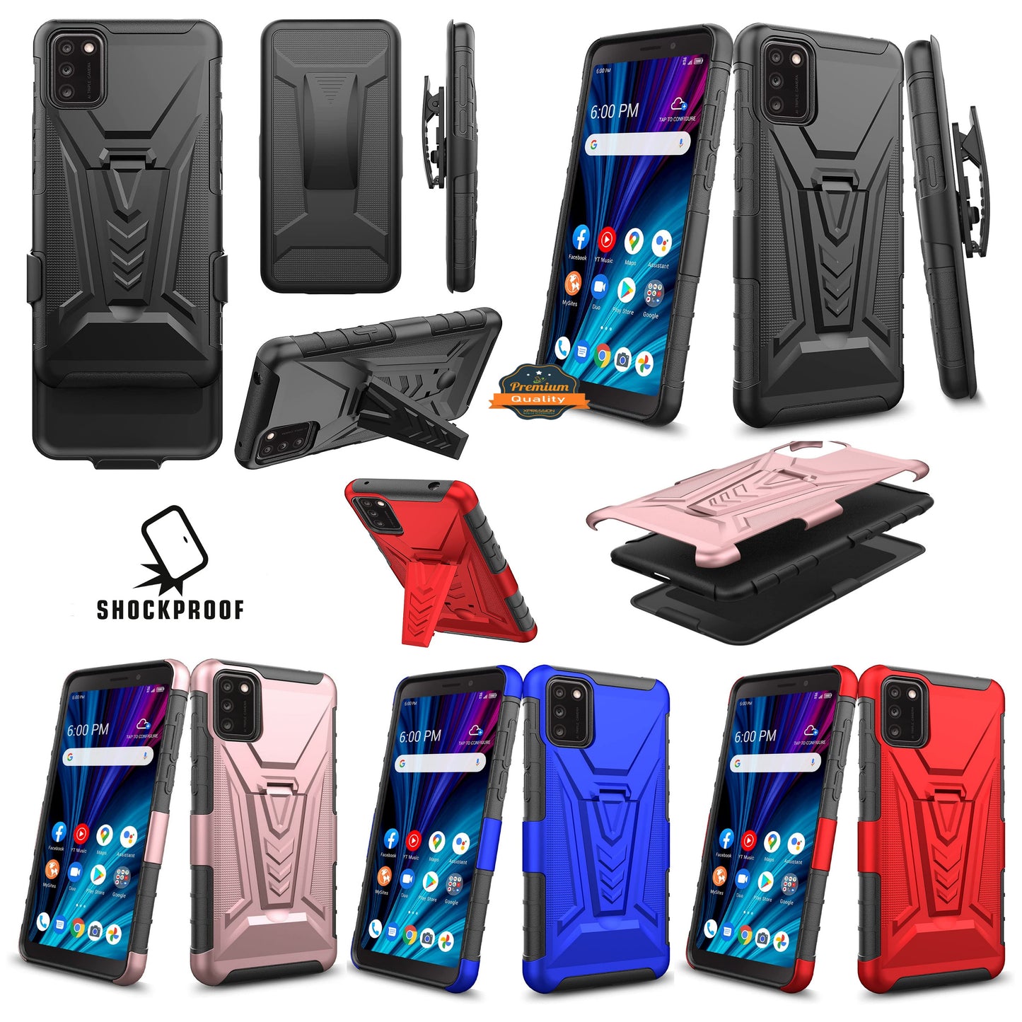 For Cricket Dream 5G, Innovate 5G Hybrid Armor Kickstand with Swivel Belt Clip Holster Heavy Duty 3 in 1 Shockproof Rugged  Phone Case Cover