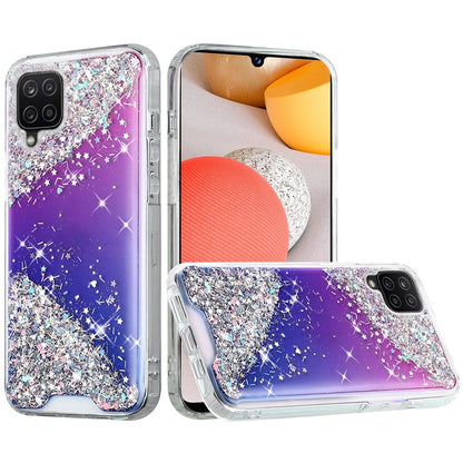 For Samsung Galaxy A42 5G Pattern Clear Design Transparent Glitter Bling Hybrid Plastic Hard Back TPU Bumper Rubber  Phone Case Cover