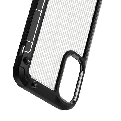 For Apple iPhone 13 Pro (6.1") Clear Matte Carbon Fiber Design Heavy Duty Shockproof Hybrid Armor Military Grade Drop Protection  Phone Case Cover