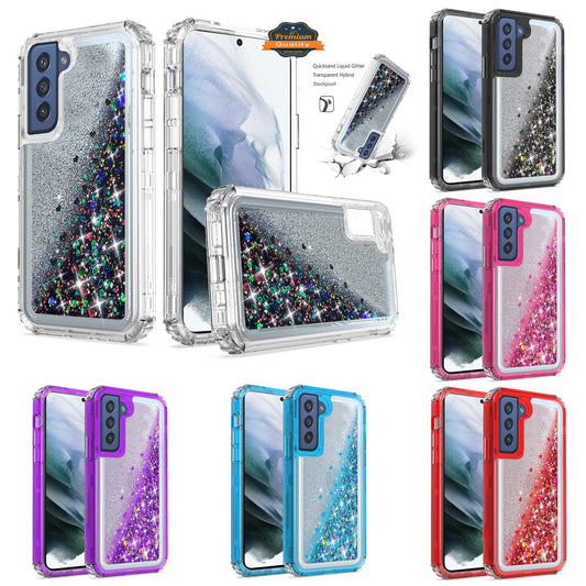 For Apple iPhone 13 Pro Max (6.7") Luxury Floating Glitter Case Sparkle Bling Quicksand Clear Heavy Duty Bumper Dual Layer PC Frame TPU Back  Phone Case Cover