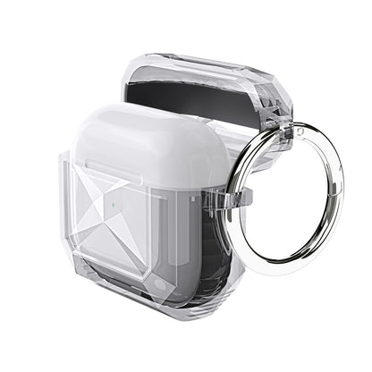 For Apple AirPods 3 (2021) Transparent Diamond Clear Design Shock-Resistant Dustproof [Visible Front LED] [Wireless Charging] with Carabiner  Phone Case Cover