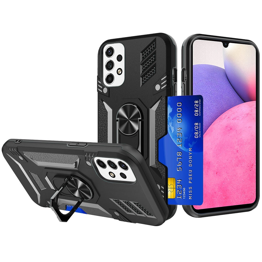 For Apple iPhone 11 (6.1") Wallet Case with Invisible Credit Card Holder, 3 in 1 Combo Holster Clip and Ring Kickstand Black Phone Case Cover