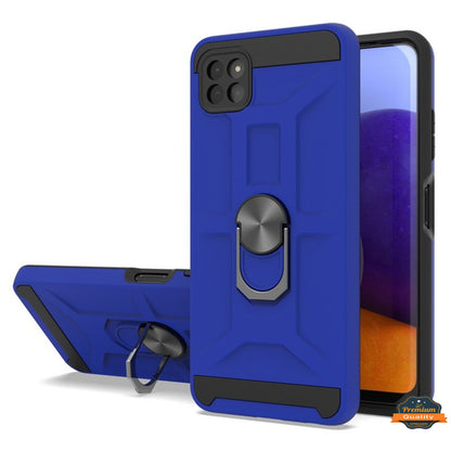 For Samsung Galaxy A22 5G Hybrid Ring Stand [360° Rotatable Ring Holder Magnetic Kickstand] Armor Shockproof Rubber TPU Hard  Phone Case Cover