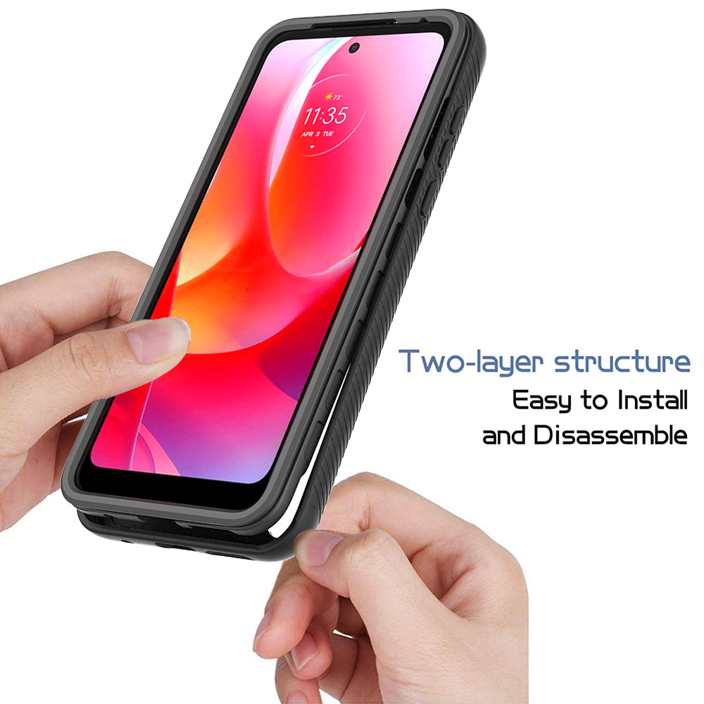 For Motorola Moto G Pure Hybrid Clear Shockproof Dual Layer Protection Hard Rugged PC and Soft TPU Silicone Bumper Frame Back Clear Black Phone Case Cover