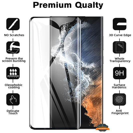 For Samsung Galaxy S23 Ultra Screen Protector Curve 3D Full Coverage 9H Hardness Tempered Glass Protector Shield 9H Bubble-Free Clear Screen Protector