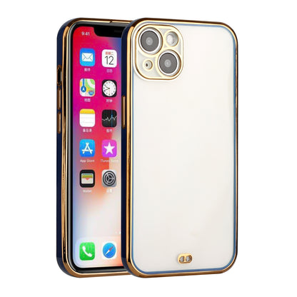 For Apple iPhone 12 (6.1") Slim Hybrid Gold Plated Chrome Transparent Rubber Gummy Hard PC Thick TPU Protective  Phone Case Cover