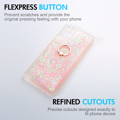 For Samsung Galaxy A53 5G Hybrid Glitter Bling Sparkling Liquid Quicksand Glittering Sparkle TPU with Ring Stand Holder Pink Phone Case Cover