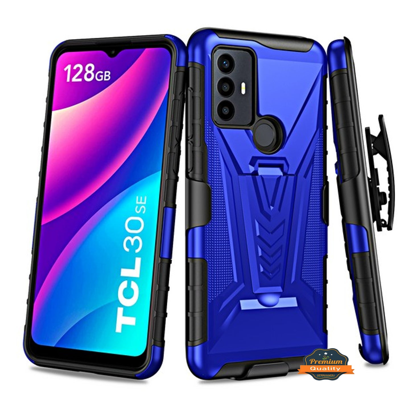 For Alcatel 1V 2021 6002 Hybrid Armor V Kickstand with Swivel Belt Clip Holster Heavy Duty 3in1 Stand Shockproof Rugged  Phone Case Cover