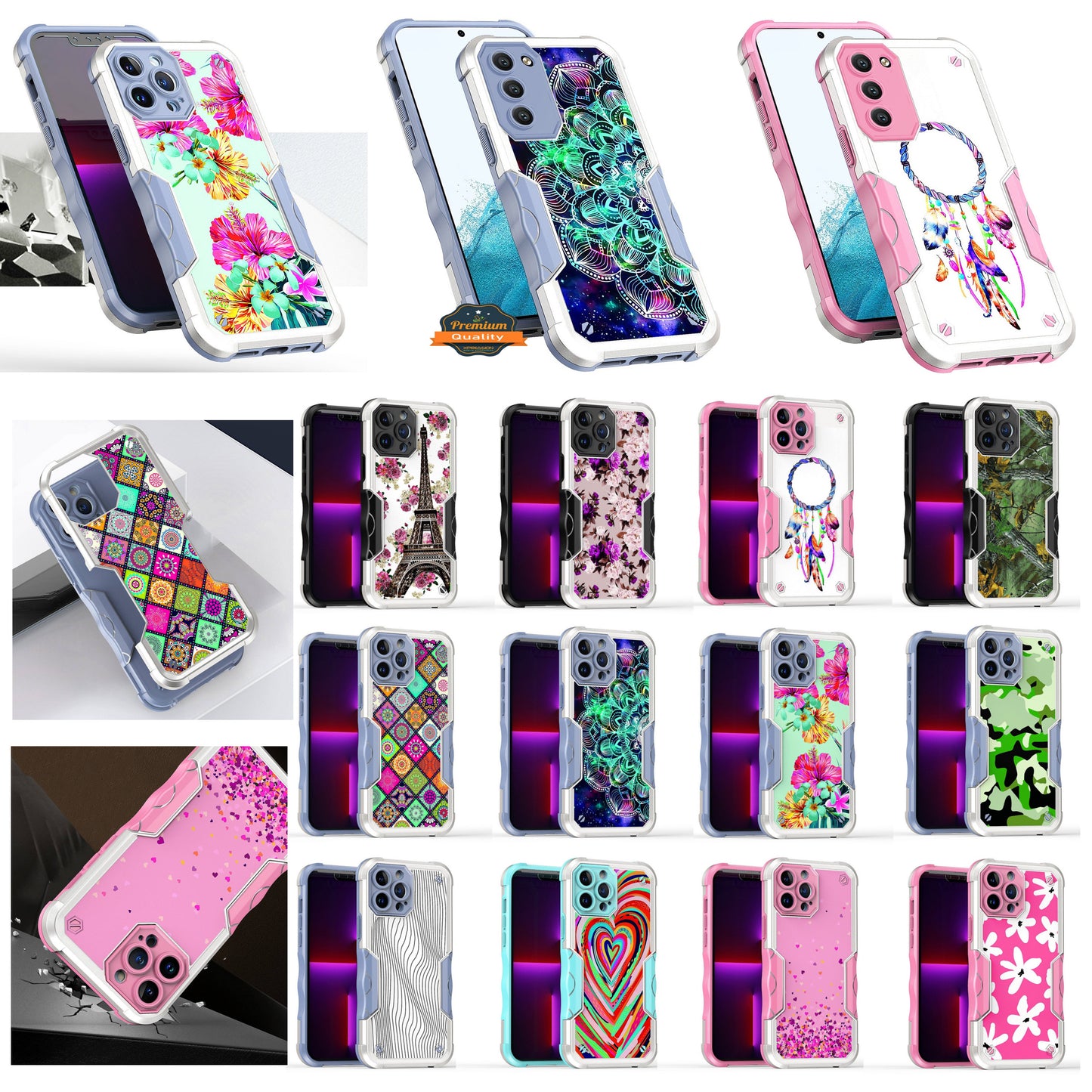 For T-Mobile Revvl 6 Pro 5G /Revvl 6 5G Fashion Design Shockproof Hybrid Stylish Pattern Rubber Armor  Phone Case Cover