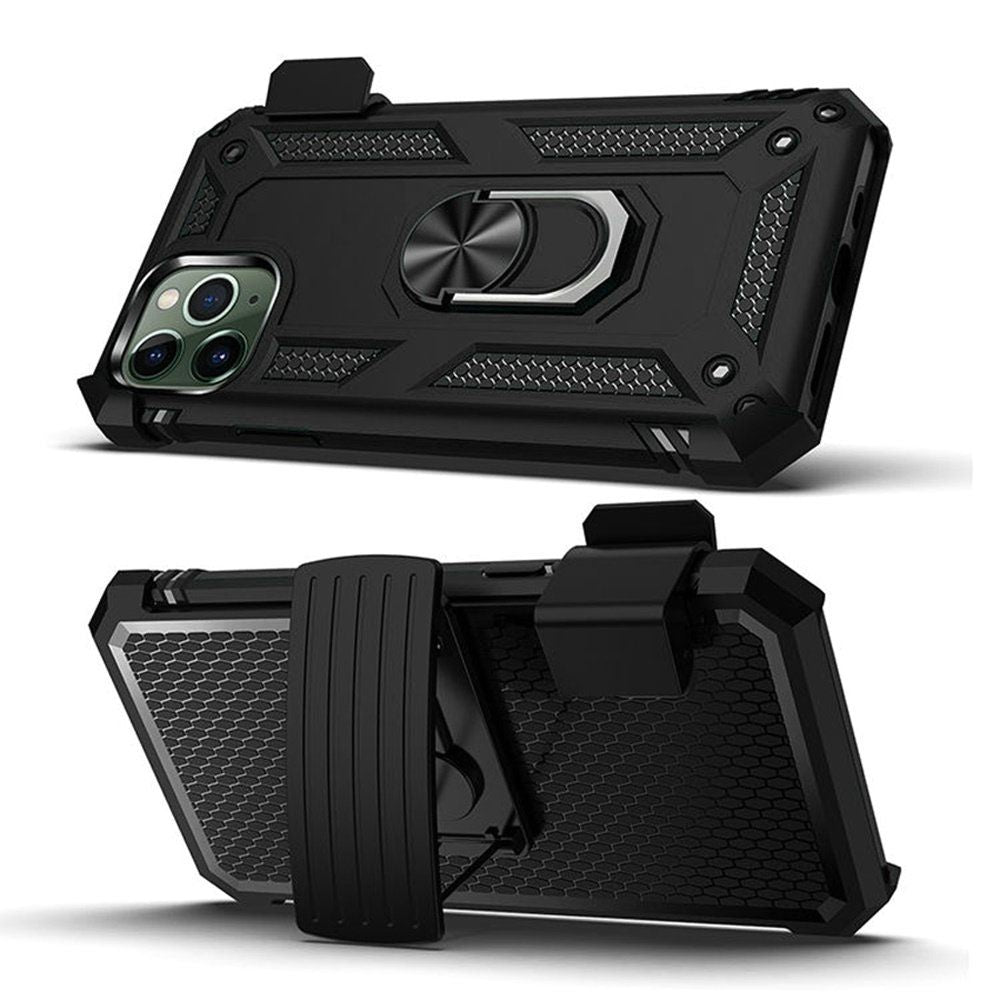 For Apple iPhone 13 /Pro Max Mini Hybrid Rugged with Belt Clip Holster Ring Stand Holder, Military Grade Fit for Magnetic Car Mount Shockproof Hybrid Rugged  Phone Case Cover