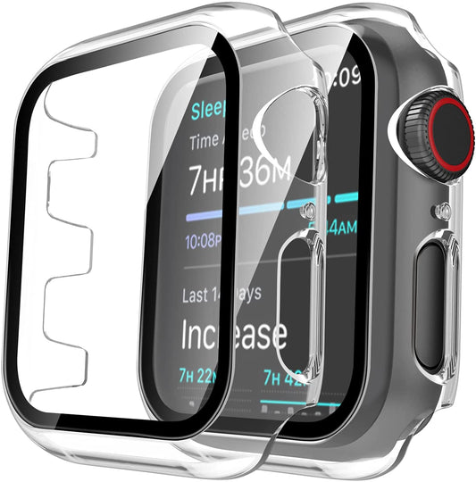 For Apple Watch 40mm Ultra Clear Transparent PC with Built in Screen Protector Snap-on Full Coverage Shell Rubber TPU + Hard PC Frame for iWatch Series SE/6/5/4 Clear Phone Case Cover